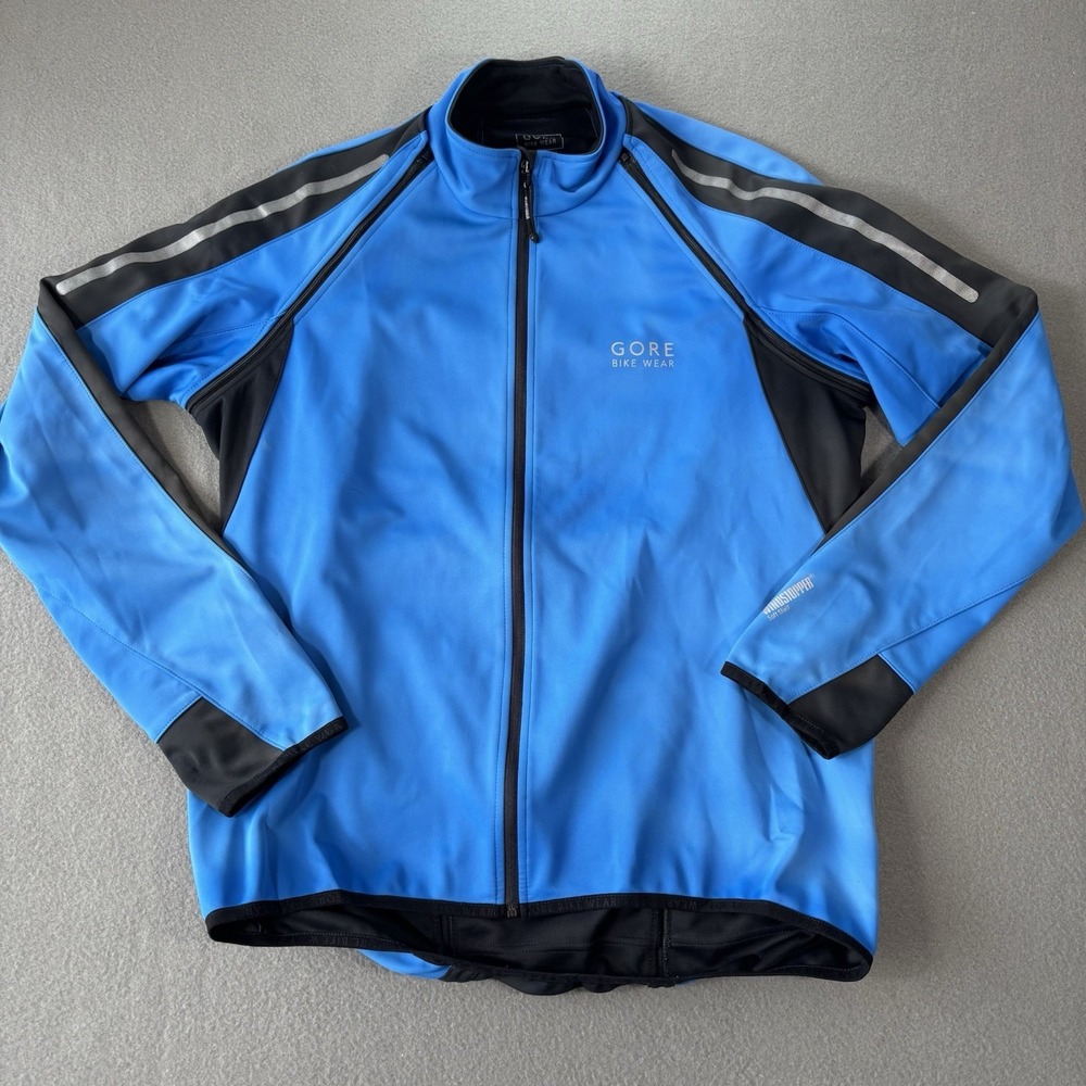 Gore Bike Wear Men‎ L Cycling Jacket Blue Windstopper Full Zip Soft Shell Active